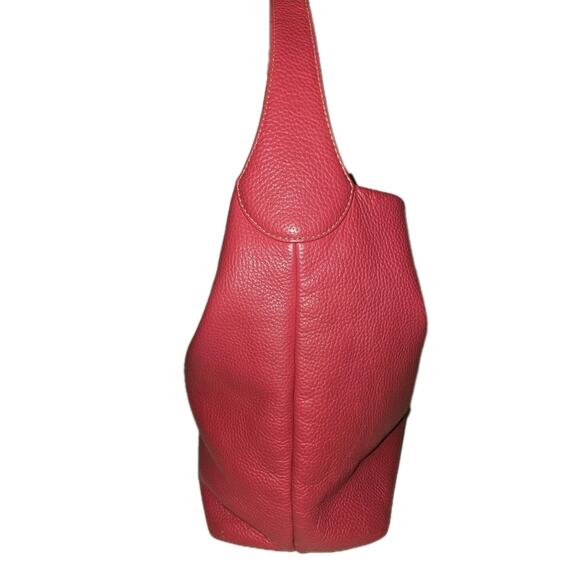 Dooney & Bourke Lucca Red Leather Logo Lock Hobo Bag Purse 15x12x5 *see All Pics - Picture 5 of 15